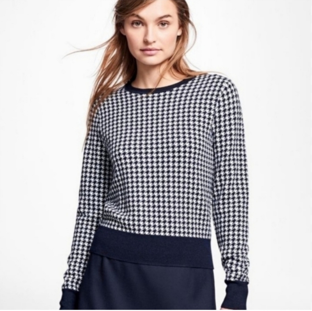 Brooks Brothers Houndstooth Merino Wool Blend Sweater M